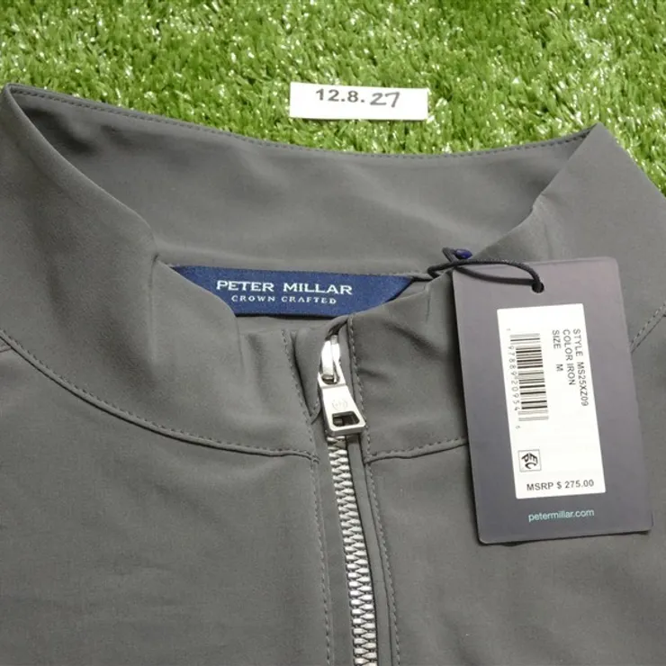 Peter Millar Mens Contour Full-Zip Golf Jacket NGLA Logo Iron Grey