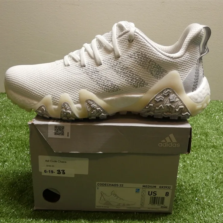 Adidas Mens Codechaos 22 Golf Shoes Size 8 M White/Silver/Grey