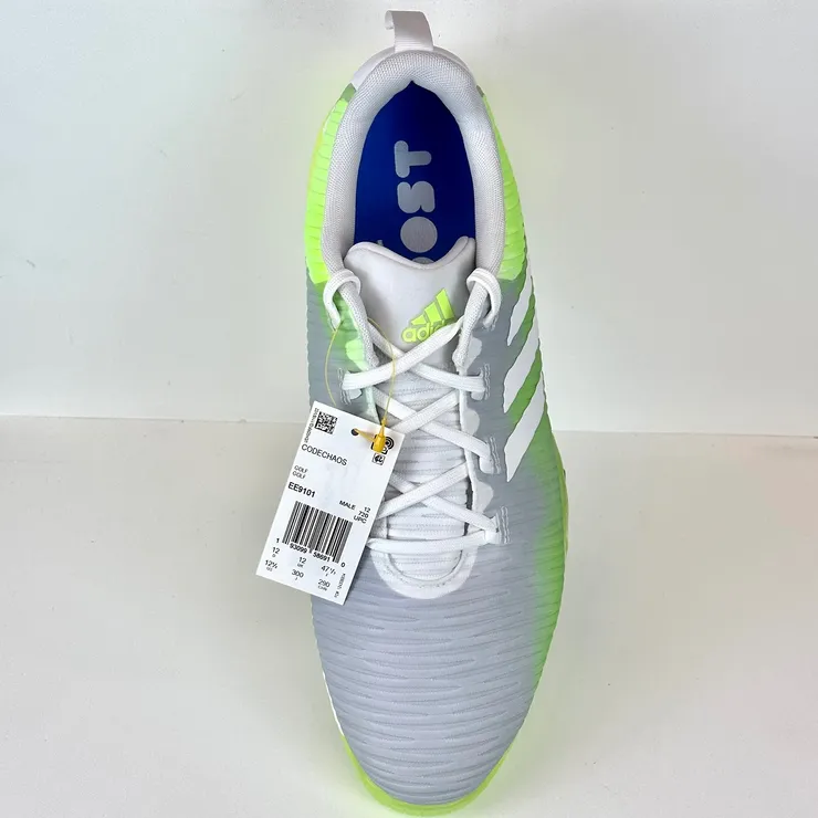 Adidas CodeChaos Golf Shoes - Light Gray/Neon Green - Size