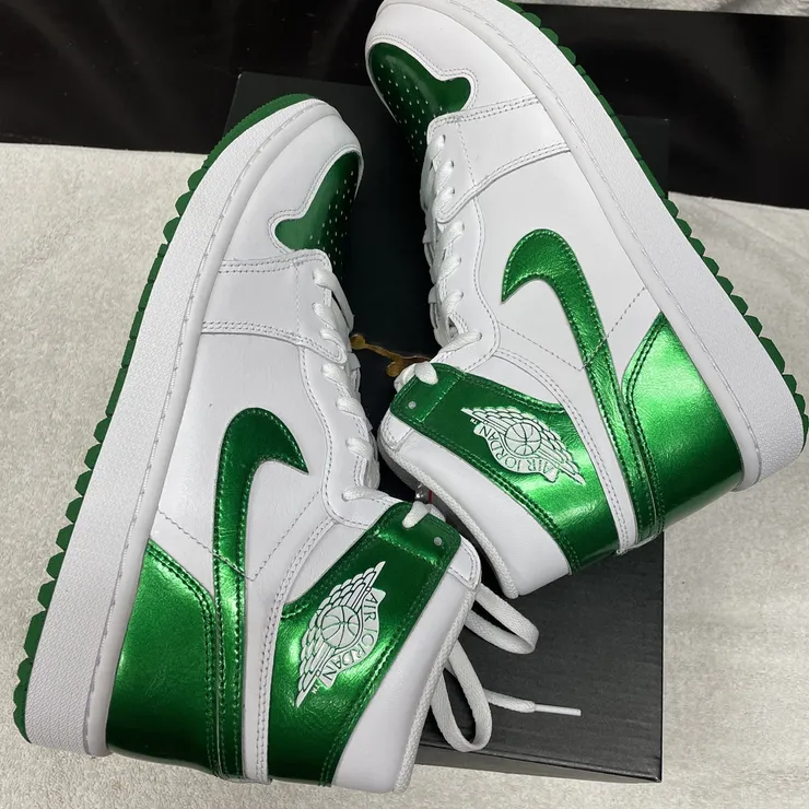 Nike Air Jordan 1 High G Golf Shoe White/Pine Green Men's Size 12