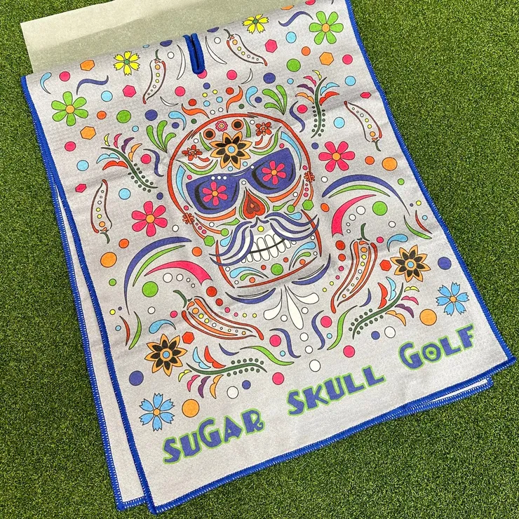 Sugar Skull Golf - Cinco De Mayo (Gray) - Microfiber Waffle Towel