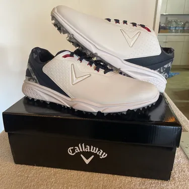 Callaway Coronado V2 Golf Shoes Men’s 11.5 D White/Blue/Red, Brand New In Box