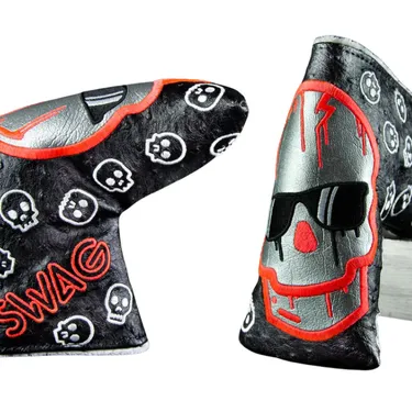 NEW SWAG GOLF'S "BLACK & AQUA ELEPHANT SKULL" BLADE COVER (Peoples Golf)